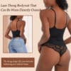 V Neck Lace Bodysuit Shapewear Black