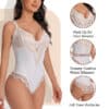 V Neck Lace Bodysuit Shapewear White