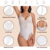 V Neck Lace Bodysuit Shapewear White