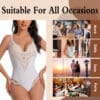 V Neck Lace Bodysuit Shapewear White