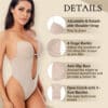 U Plunge Open Back Thong Shapewear Bodysuit Beige