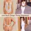 U Plunge Open Back Thong Shapewear Bodysuit Beige