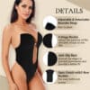 U Plunge Open Back Thong Shapewear Bodysuit Black