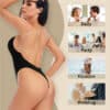 U Plunge Open Back Thong Shapewear Bodysuit Black