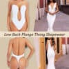 U Plunge Open Back Thong Shapewear Bodysuit White