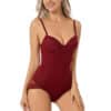 Red Tummy Control Shapewear Bodysuit