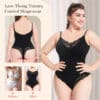 V Neck Lace Shapewear Bodysuit Black