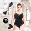 V Neck Lace Shapewear Bodysuit Black