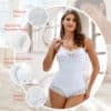 V Neck Lace Shapewear Bodysuit White